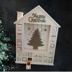 White Wooden Christmas ADVENT Calendar, Removeable Drawers, Customize